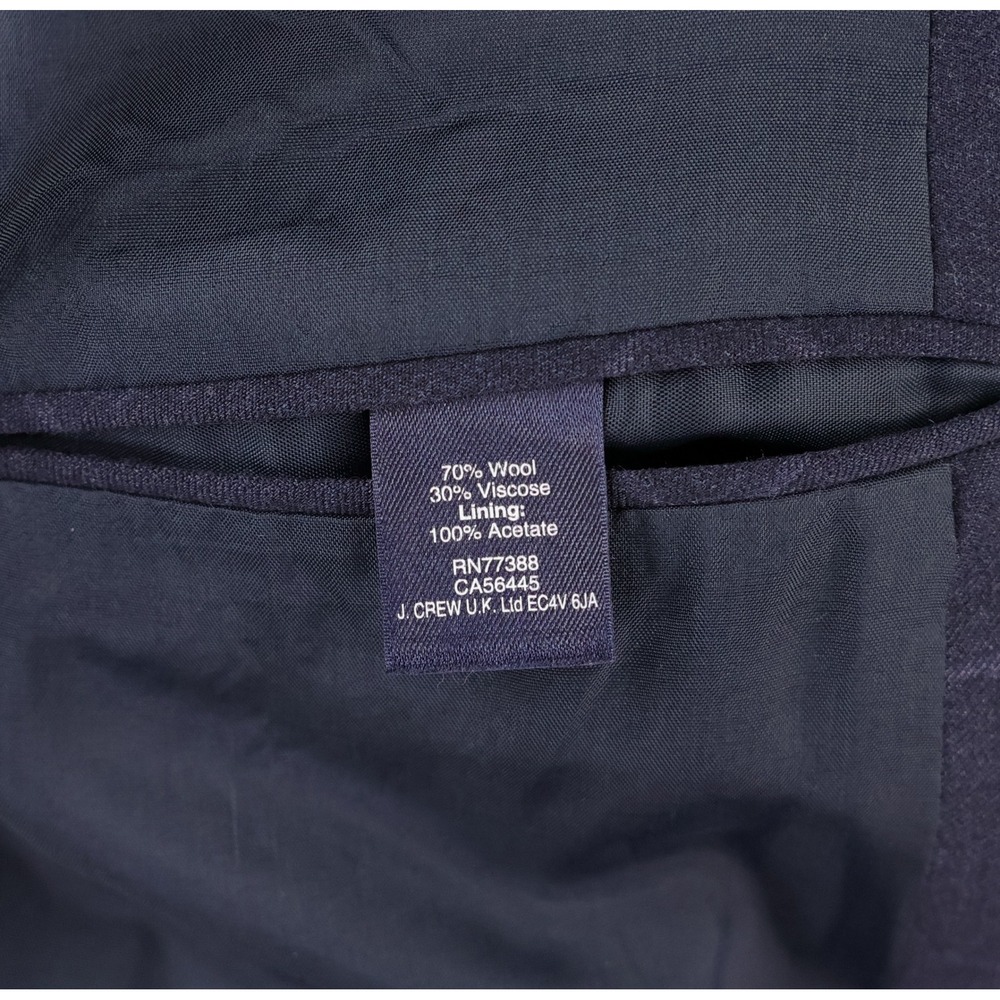 J. Crew Thompson Suit Size 36S Navy Blue Windowpane Check Wool Blend Preppy - Picture 9 of 15